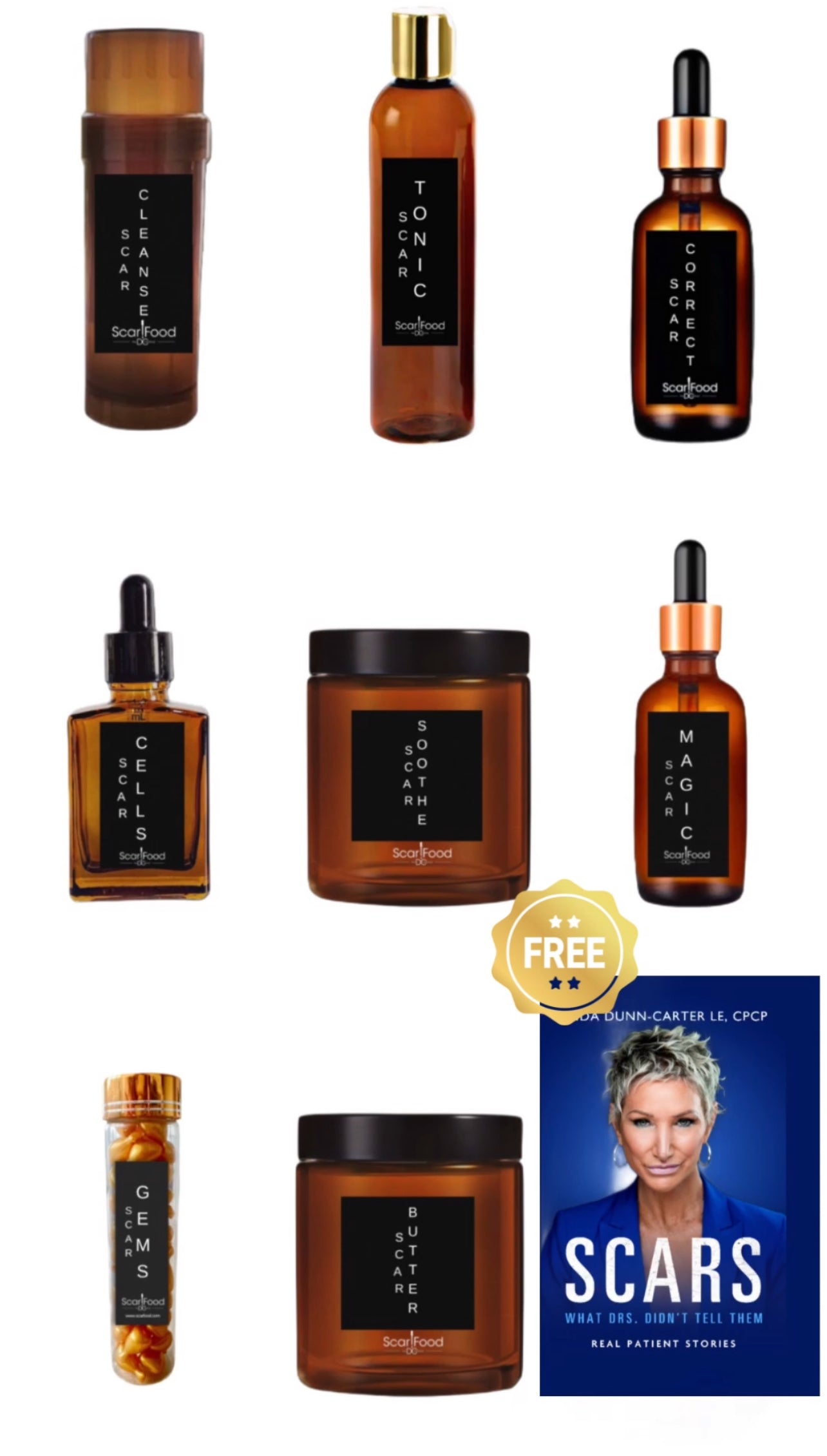 Scar Scram Kit - Post Operative Scar Prevention & Repair Kit, Plus Bonus Book!